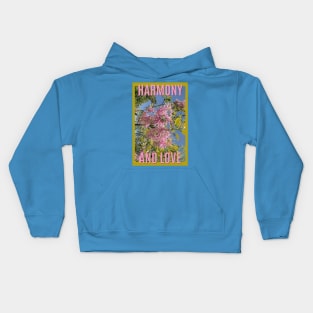 Harmony and love with pink blossom Kids Hoodie